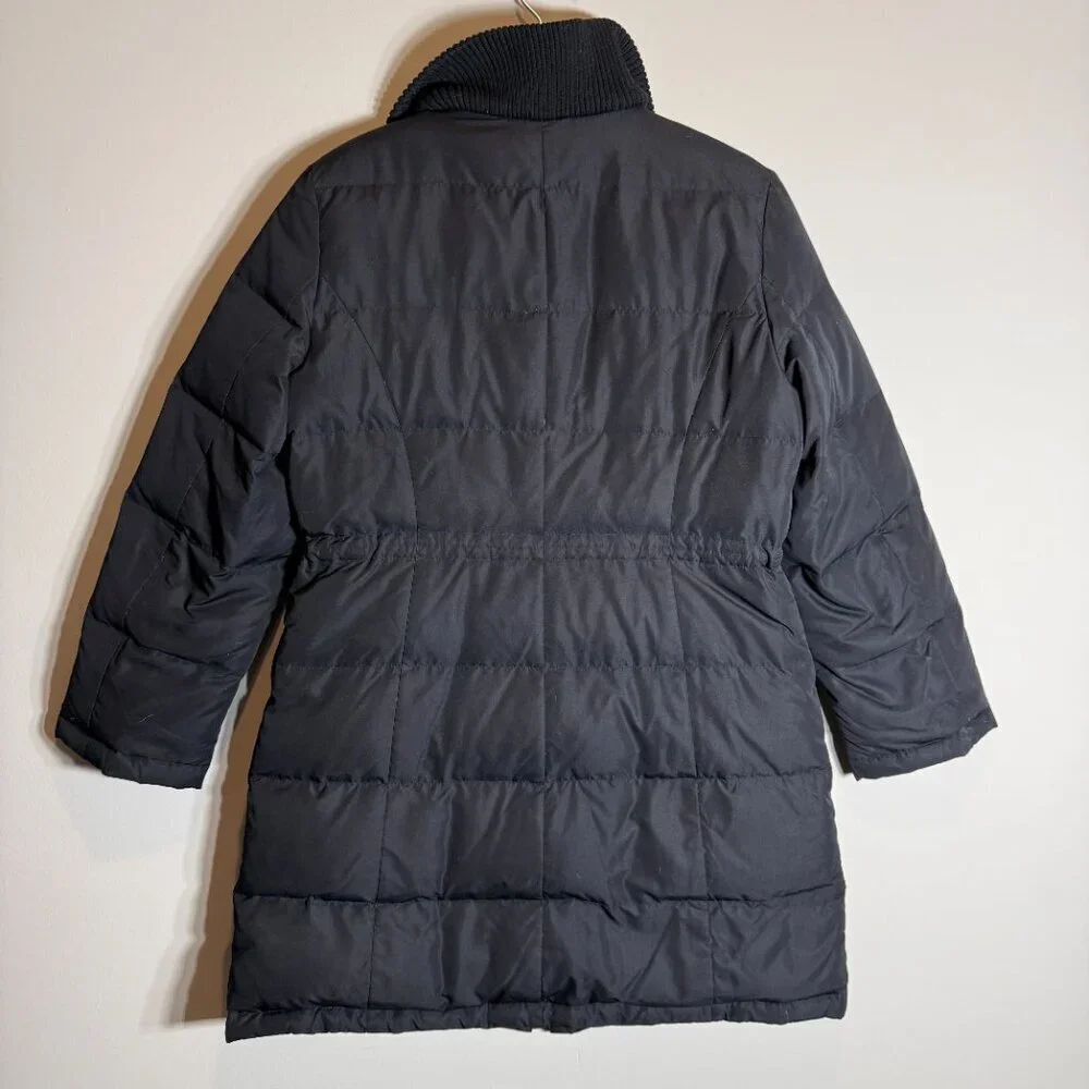 Ann Taylor Loft Down Feather Full Zip Puffer Parka Coat Women Small Petite Black
